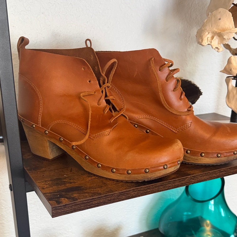 Vintage studded clog booties